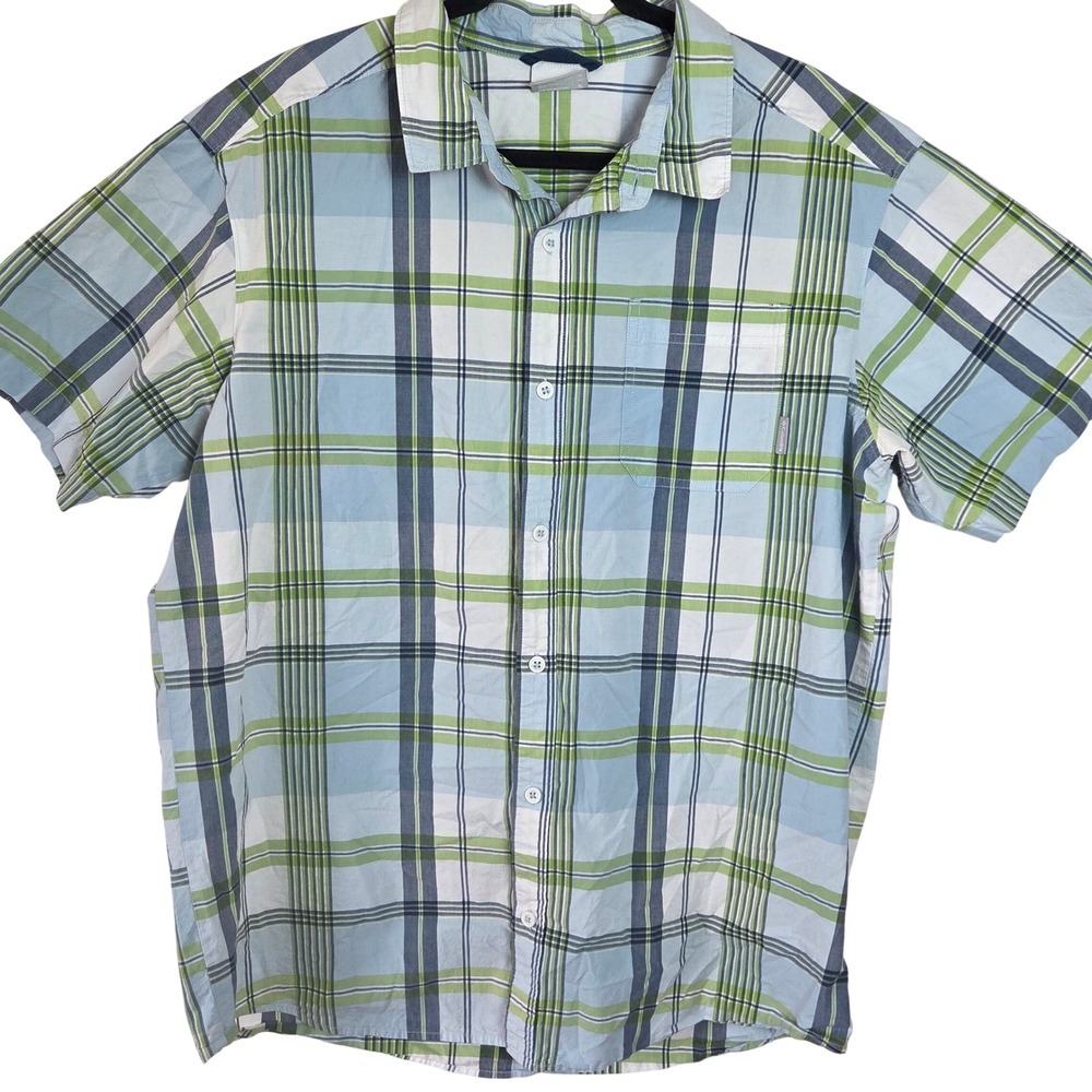 Columbia Plaid Button Up Shirt Mens XL Outdoor Travel 100 Cotton